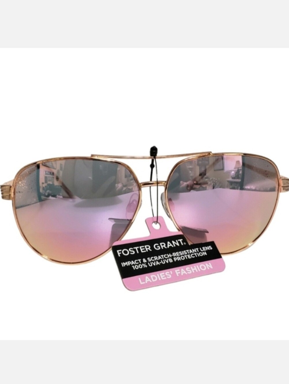 NWT Foster Grant Women's Aviator Rose Gold Sunglasses